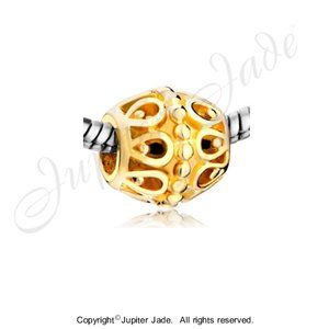 Pugster 18kt Gold Plated Filigree Barrel Charm - Fits Pandora